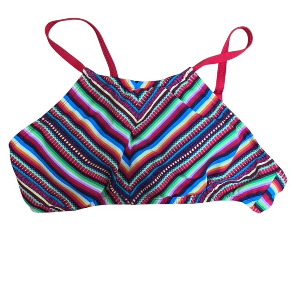 Mossimo bright multicolor striped halter bikini top size M